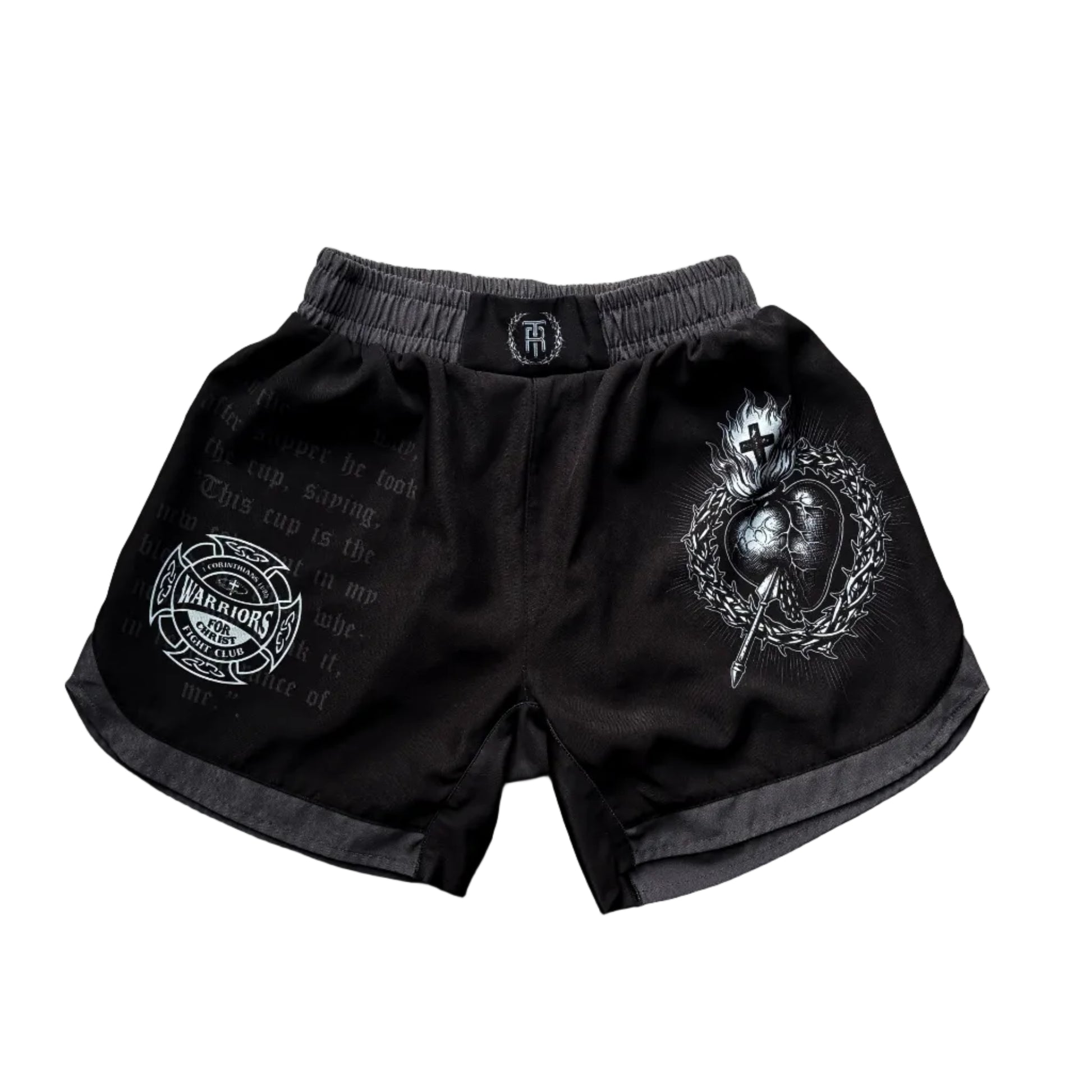 Black shorts with graphic designs 