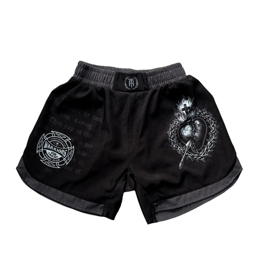 Black shorts with graphic designs 